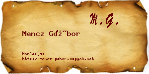 Mencz Gábor névjegykártya